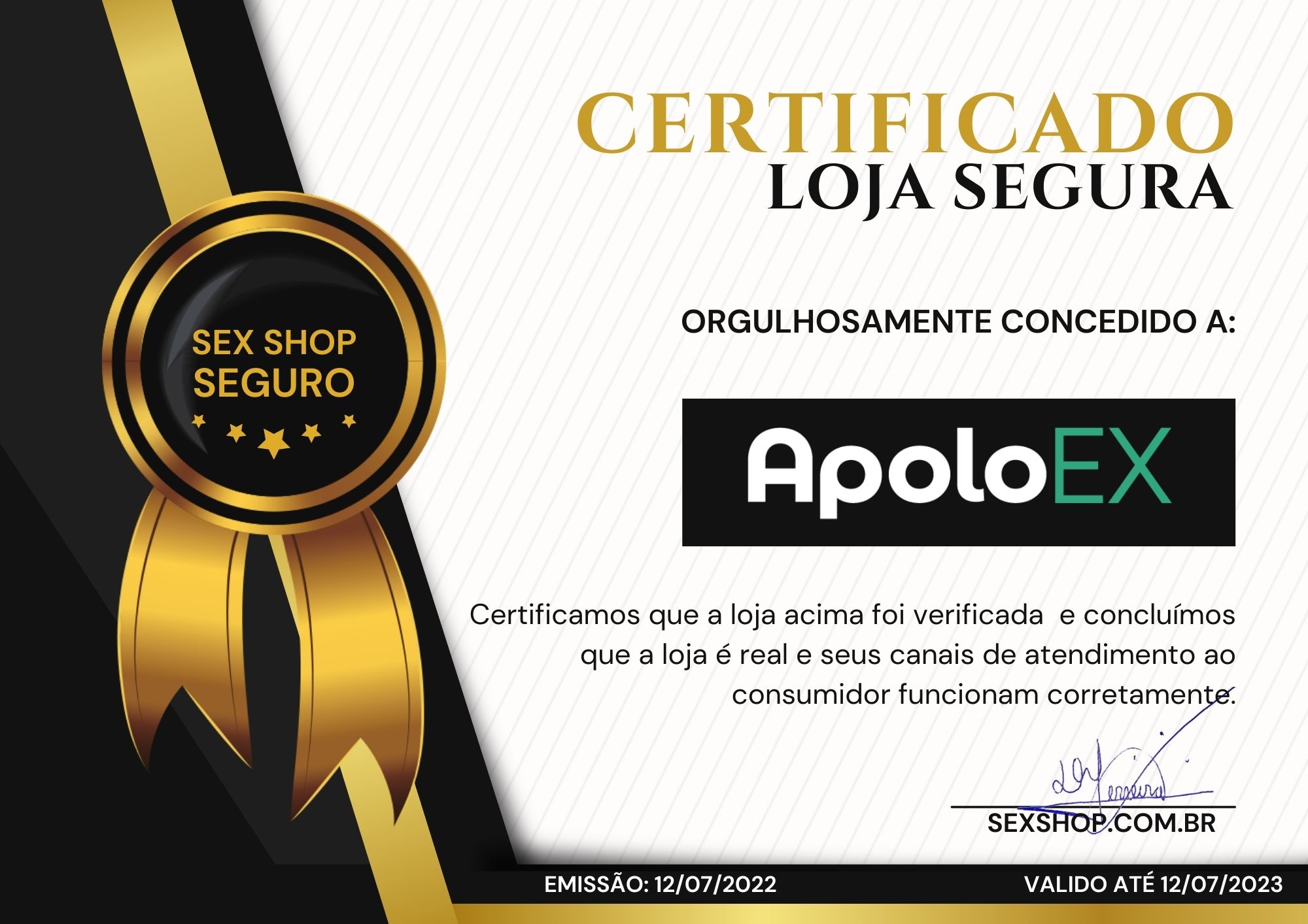 Certificado Sex Shop Apoloex Confiável – Sex Shop