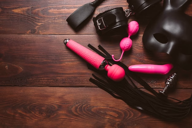 Uma Coleção De Brinquedos Sexuais Femininos De Alta Qualidade, Incluindo Um Vibrador E Bolas Vaginais, Dispostos Esteticamente Sobre Uma Superfície Macia.